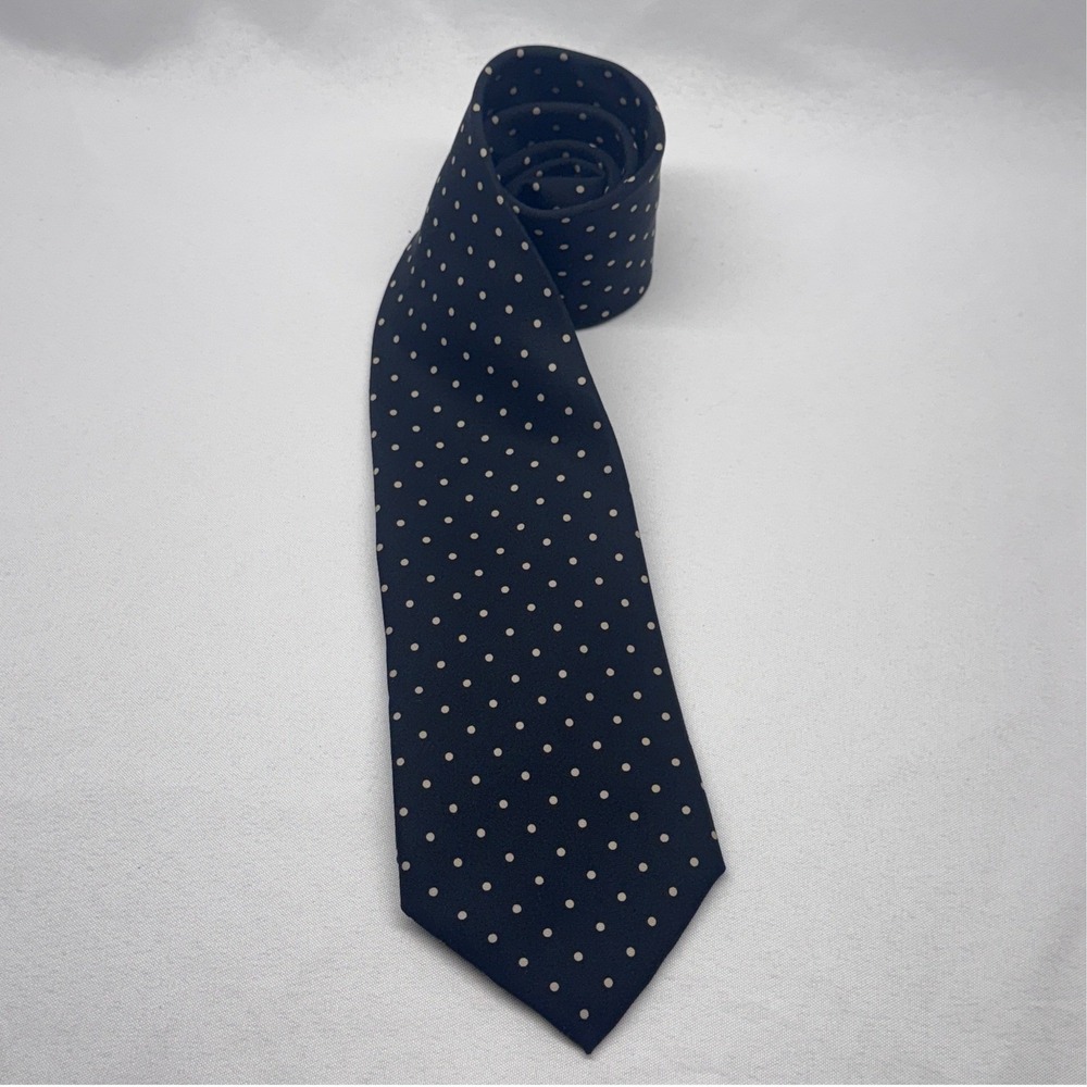 Ralph Lauren Purple Label Tie Men Black Polka Dot Silk Luxury Italian Classic
